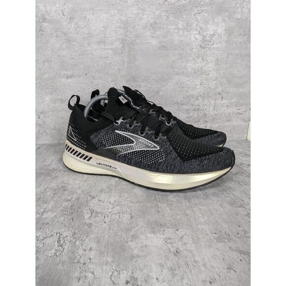 Brooks Womens Lace Up Knit Levitate Stealth Fit GTS 5 Running Sneakers Black 10B - Picture 1 of 7